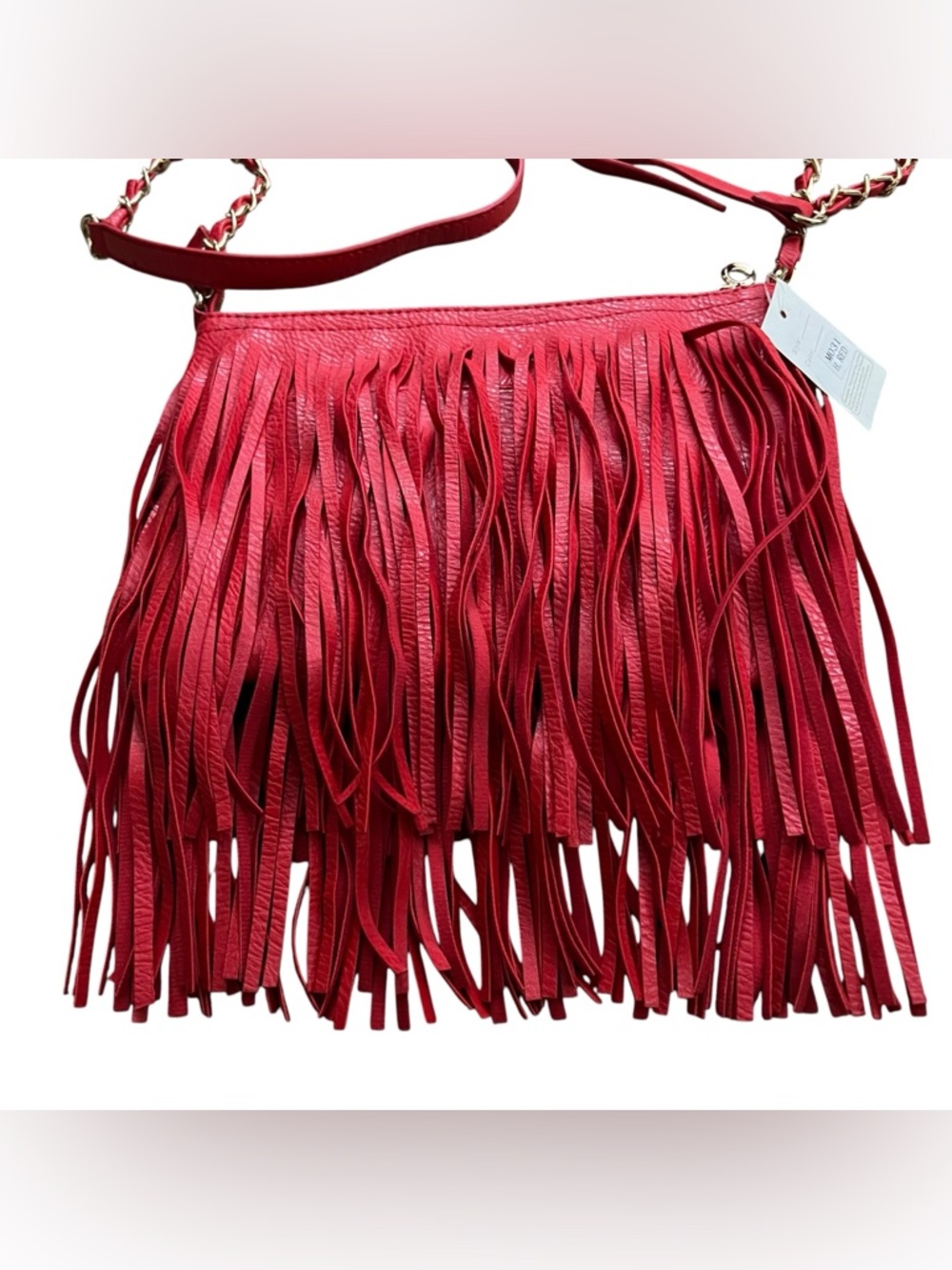Red Fringe Crossbody Bag Boho Festival Style - Picture 2 of 7